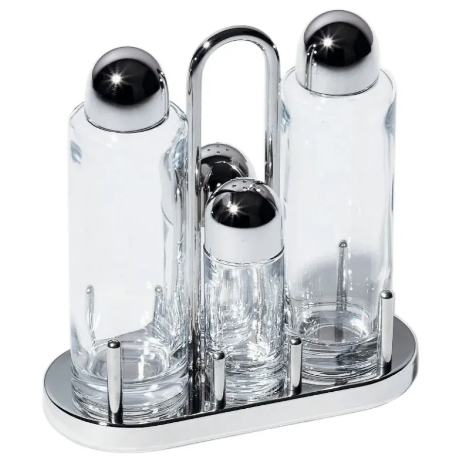 Alessi 5070 condiment set, 4 pcs TransparentSilver-coloured