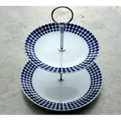 Gustavsbergs Porslinsfabrik Adam cake stand, 2-story Blue New