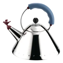 Alessi 9093 kettle, Light blue-bird Silver-colouredBlue Outlet