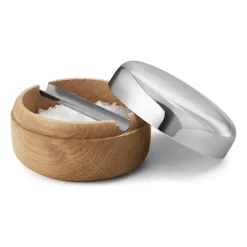 Georg Jensen Alfredo salt cellar Ø8.5 cm, Oak-stainless steel BrownSilver-coloured Discount