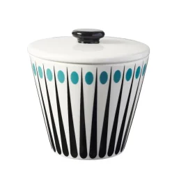 Superliving Amanda sugar bowl, white-aqua BlueBlack Clearance