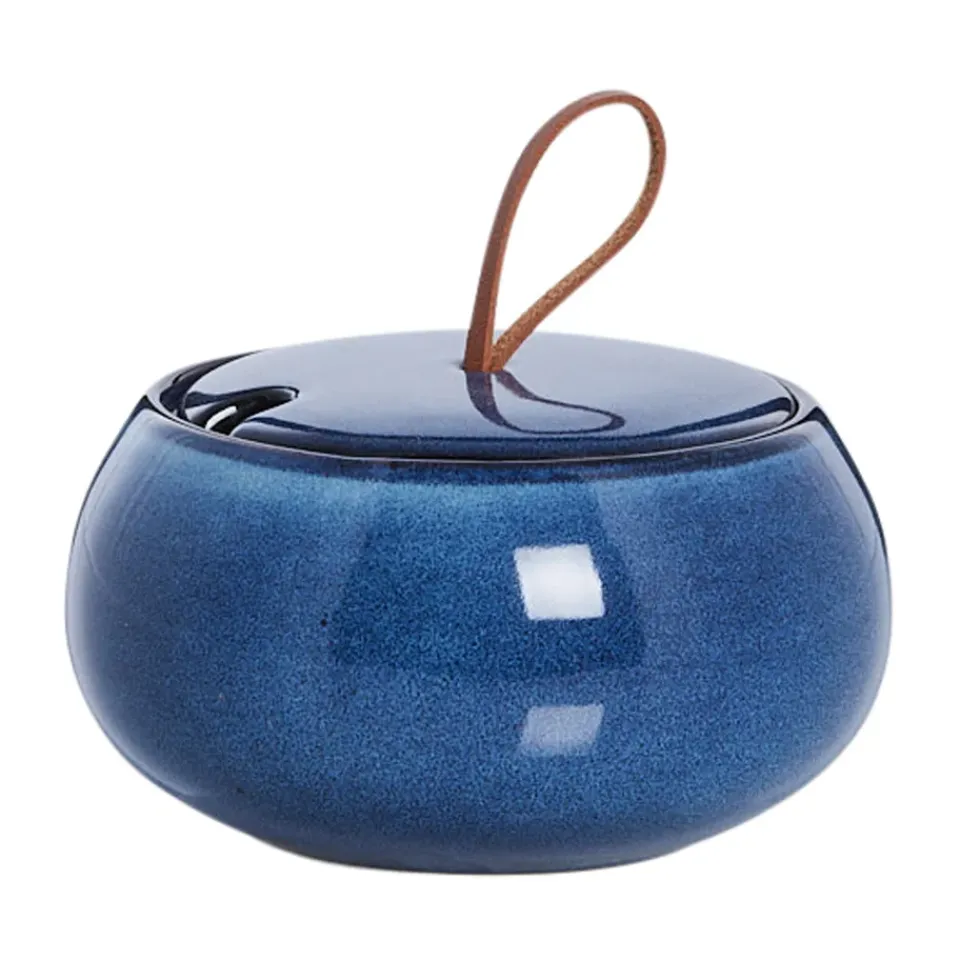 Lene Bjerre Amera sugar bowl with lid Ø13 cm, Blue Best