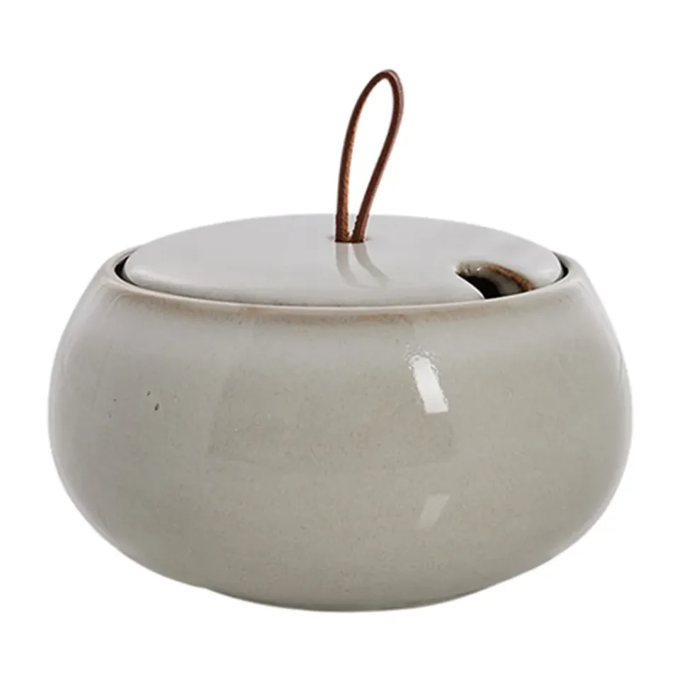 Lene Bjerre Amera sugar bowl with lid Ø13 cm, sands White Hot