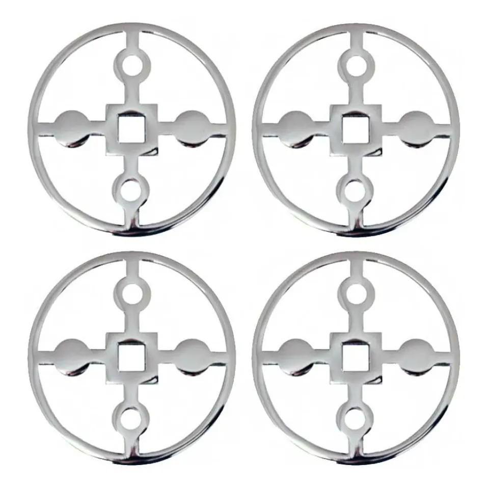 Hilke Collection Anima Gemella coaster 4-pack, Nickel-plated brass Silver-coloured Discount