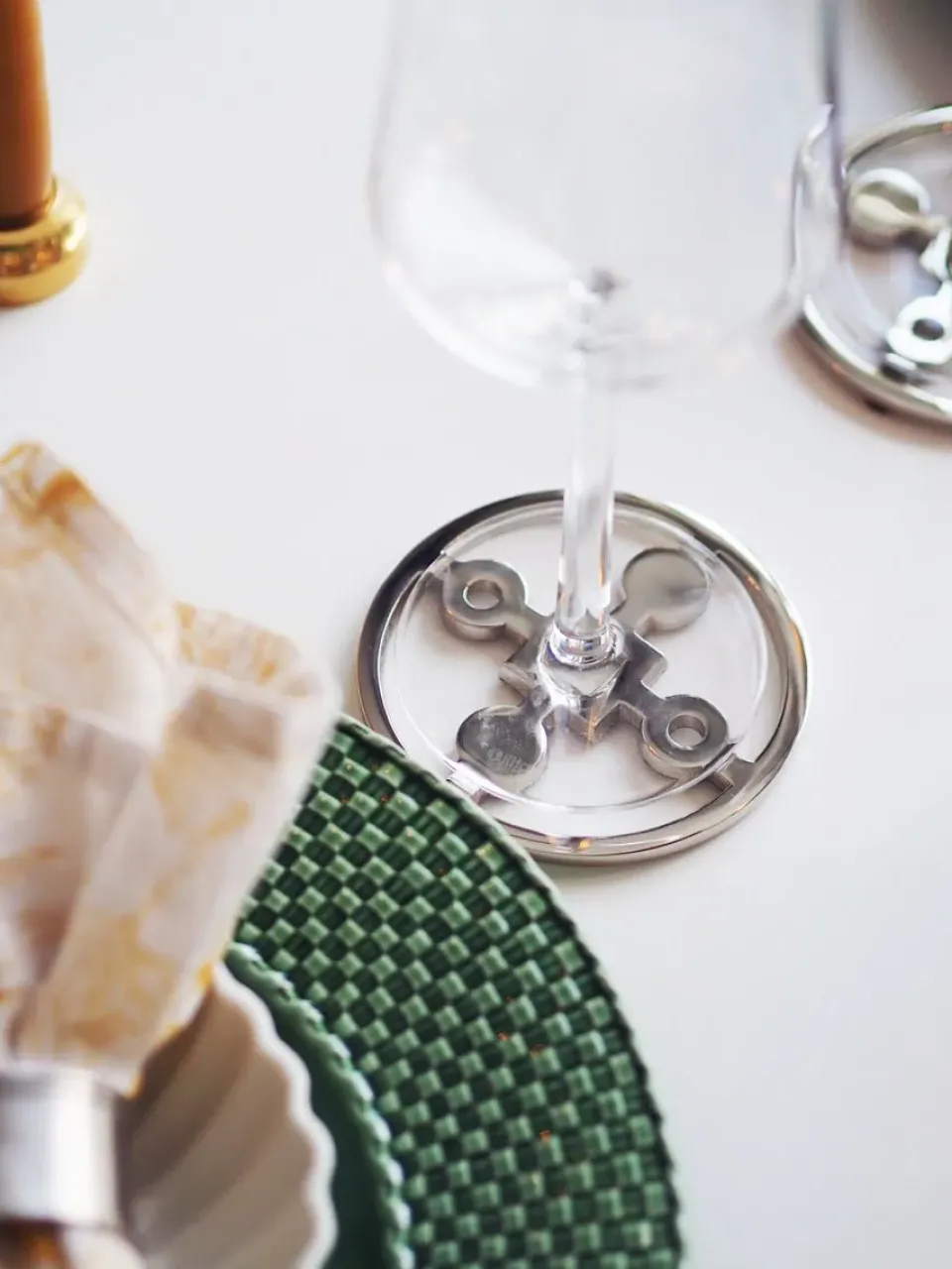 Hilke Collection Anima Gemella coaster 4-pack, Nickel-plated brass Silver-coloured Discount