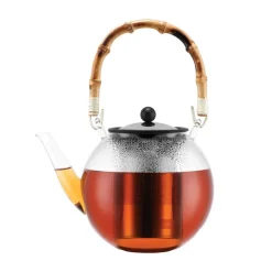Bodum Assam teapot with bamboo handle 1 l, Clear TransparentBrownSilver-coloured Sale