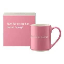 Design House Stockholm Astrid Lindgren mug, Tänk for att jag kan…, Swedish text Pink