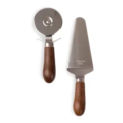 Sagaform Astrid pizza- and pie set, Brown-silver BrownSilver-coloured Discount