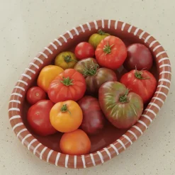HAY Barro oval serving plate, Natural with stripes, large 27x36 cm White Outlet