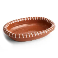 HAY Barro oval serving plate, Natural with stripes, small 20x27,5 cm White Hot