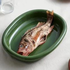 HAY Barro oval serving plate, , large 27x36 cm Green Sale