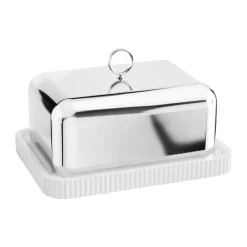 Georg Jensen Bernadotte butter dish 11.2x14.7 cm, Stainless steel Silver-coloured Discount