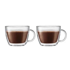 Bodum Bistro double walled latte cup with handle 45 cl, 2-pack Transparent New
