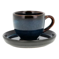 Bitz espresso cup with saucer 7 cl, Dark blue-black Multi Best