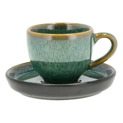 Bitz espresso cup with saucer 7 cl, Green-black Multi Clearance