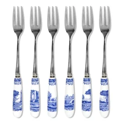 Spode Blue Italian dessert fork 6-pack, Ceramic-stainless steel BlueWhite Clearance