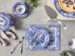 Spode Blue Italian dessert fork 6-pack, Ceramic-stainless steel BlueWhite Clearance