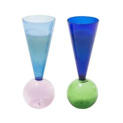 L'Atelier du Vin Bubbles celebration Le Duo champagne glasses, 3 pieces BlueGreenPink Outlet