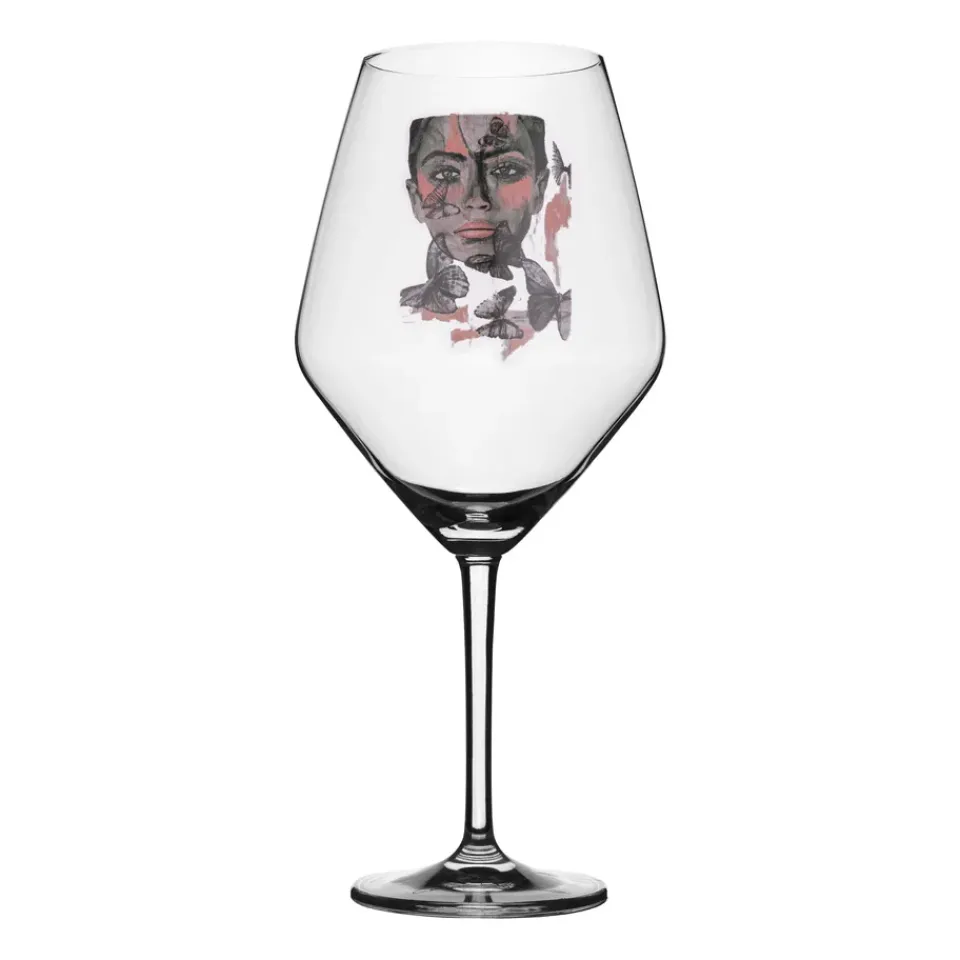 Carolina Gynning Butterfly Queen red wine glass, 75 cl GreyPink Hot