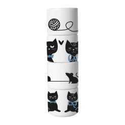 Pluto Design Cat family egg cup 4 pieces, White-black-blue WhiteBlack Online