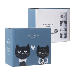 Pluto Design Cat family egg cup 4 pieces, White-black-blue WhiteBlack Online