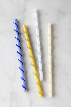 Byon Celebrate straws long 20 cm 4 pieces, Blue-white-yellow-green BlueWhiteYellowGreen Hot