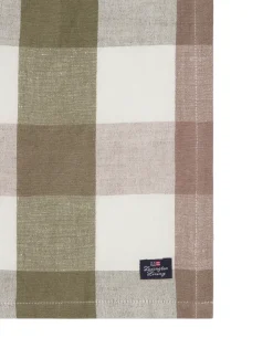 Lexington Checked Linen/Cotton fabric napkin 50x50 cm, Olive Green Sale