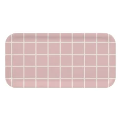 Muurla Checks & Stripes tray 13x27 cm, -white Pink New