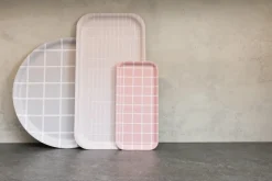 Muurla Checks & Stripes tray 13x27 cm, -white Pink New
