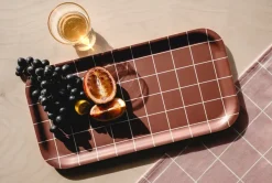 Muurla Checks & Stripes tray 22x43 cm, Brown New