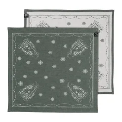 Wik & Walsøe Christmas morning fabric napkin 45x45 cm 2-pack, White-green WhiteGreen Hot