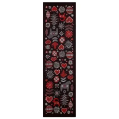Ekelund Linneväveri Christmas night runner, black RedBlack Sale