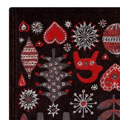 Ekelund Linneväveri Christmas night runner, black RedBlack Sale