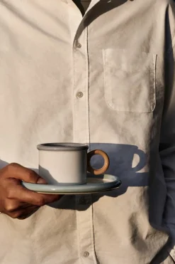 Scandi Living Chunky cup with saucer, Blue-grey BlueGreyBeigeWhite Clearance