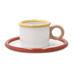 Scandi Living Chunky cup with saucer, Red-yellow RedYellowBeigeWhite Sale