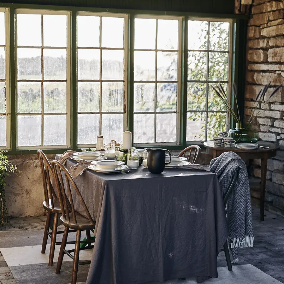 Scandi Living Clean linen table cloth 145x350 cm , Charcoal Grey Outlet