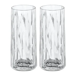 Koziol Club No. 3 long drink glass plastic 25 cl 2-pack, Crystal clear Transparent New