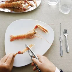Alessi Colombina Fish seafood fork 4-pack, stainless steel Silver-coloured New