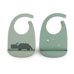 Done by deer Croco Bib 2-pack, Green Online