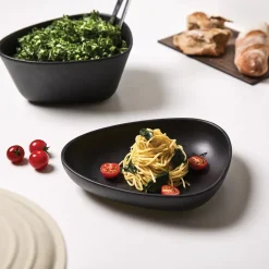 LIND DNA Curve Stoneware deep plate 19x22 cm, Black Discount