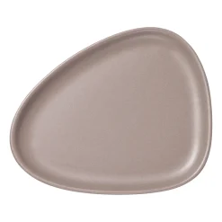 LIND DNA Curve Stoneware small plate 19x22 cm, Warm Grey GreyBeige New