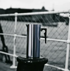 Stelton Cylinda Line jug with icelip, steel Silver-coloured Outlet
