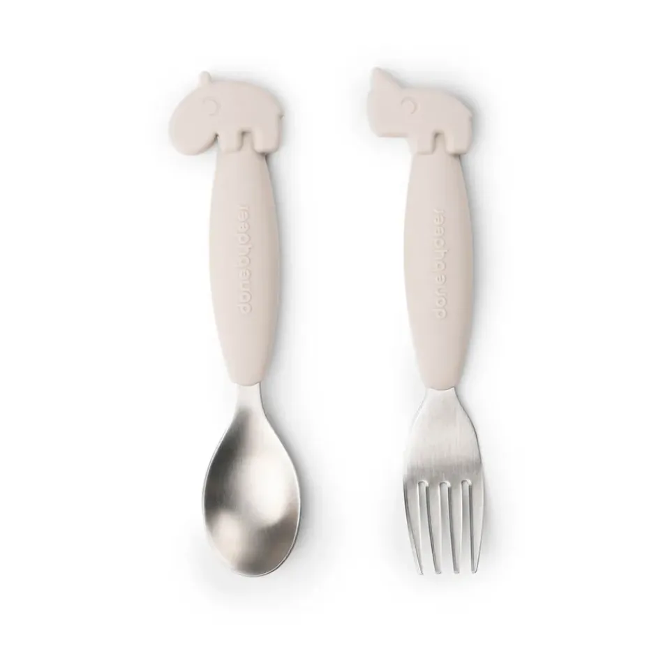 Done by deer Deer Friends Easy-grip cutlery set 2 pieces, Sand Beige Clearance