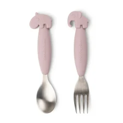 Done by deer Deer Friends Easy-grip cutlery set 2 pieces, Powder Beige Clearance