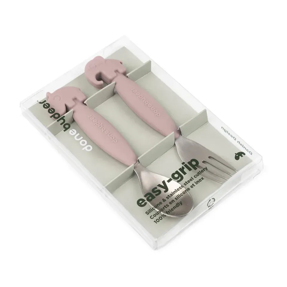 Done by deer Deer Friends Easy-grip cutlery set 2 pieces, Powder Beige Clearance