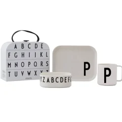 Design Letters children's dinnerware set, P White Hot