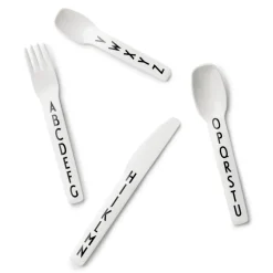 Design Letters children's cutlery melamine, 4 pieces BlackWhite New