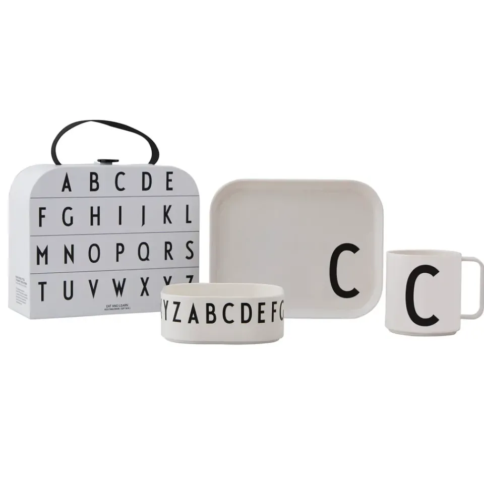 Design Letters children's dinnerware set, C White Hot