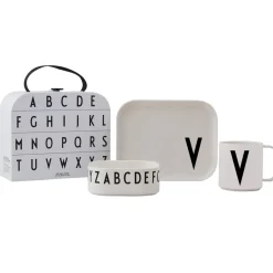 Design Letters children's dinnerware set, V White Hot
