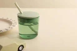 Design Letters straw with lid, Green Discount